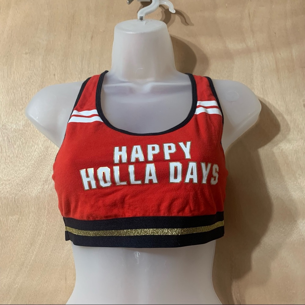 Women’s Pink Victoria’s Secret Happy Holla Days Unlined Size Medium Pink Crop